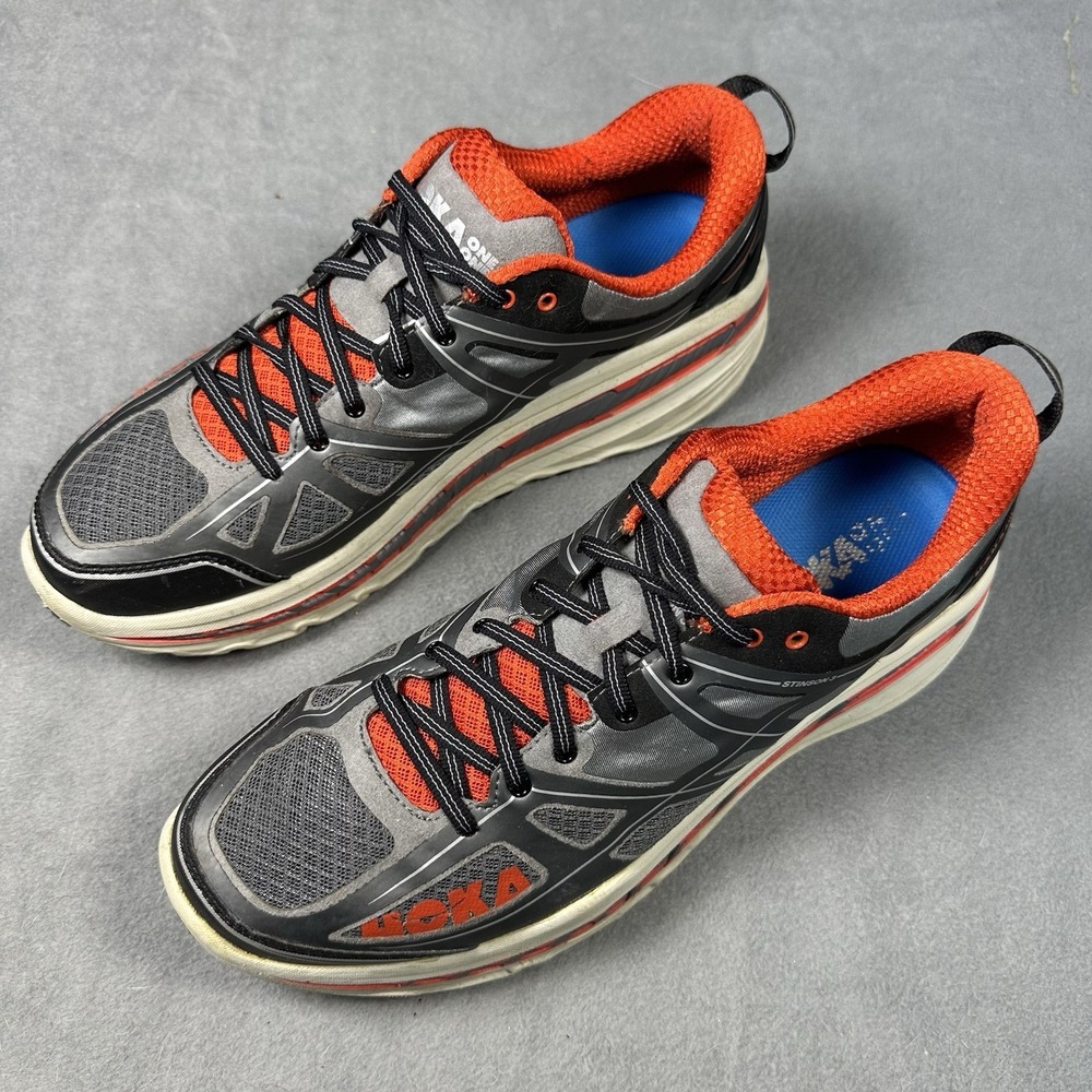 Hoka One One Stinson 3 ATR Mens Size 12.5 Trail Running Shoes Gray Orange